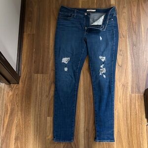 Levi's Women's Dark Blue Distressed Shaping Skinny Jeans- 311 Shaping Skinny